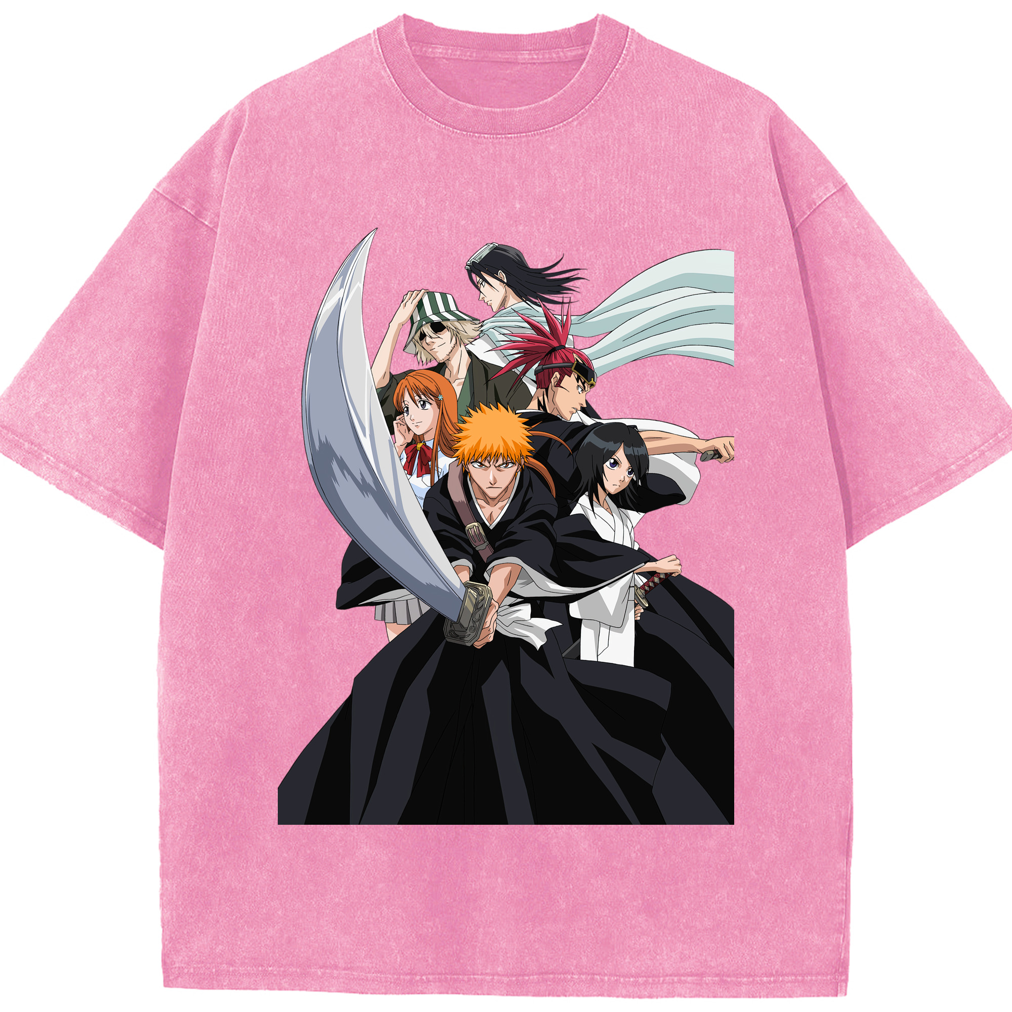 （画像用） ブリーチ 黒崎一護（くろさき いちご）BLEACH Kurosaki Ichigo 綿100% ヴィンテージ風 半袖Tシャツ（フロントプリント）